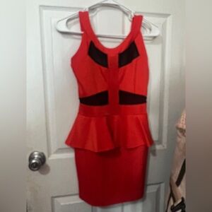 Elegant Red Peplum Dress